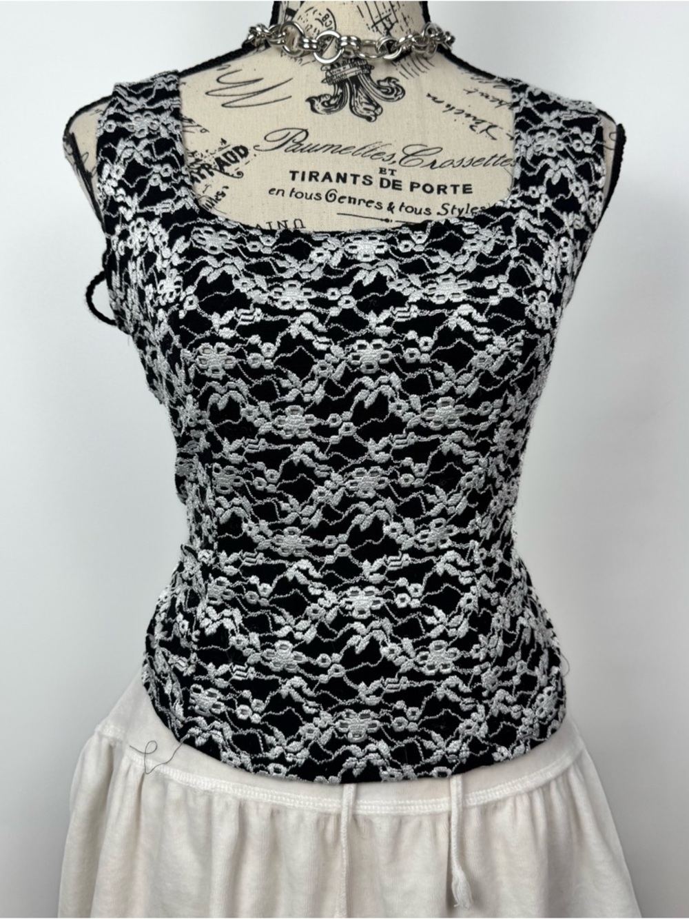 Black Lace Overlay Tank Top